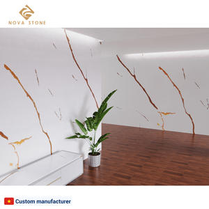 Panel de Pared de Piedra Artificial Moderna NV806, Panel de Cuarzo Duradero con Vetas Dramáticas, Losa de Cuarzo Sintético - Product Image 2