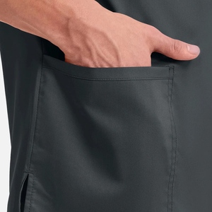 Blouse médicale unisexe à col en V, manches courtes, uniforme de travail pour les soignants, les hôpitaux et les cliniques, gris foncé, OEM ODM, blouses pour hommes - Product Image 6