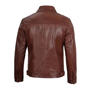 Veste en cuir pour homme de haute qualité, sur mesure, coupe slim, style streetwear, respirante, col montant, en cuir - Product Image 2