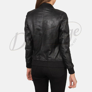 Premium <b>Women</b> Real Leather Bomber <b>Jacket</b> Classic Black Sheepskin Slim Fit <b>Flight</b> <b>Jacket</b> Soft Leather Casual Outerwear - Product Image 3