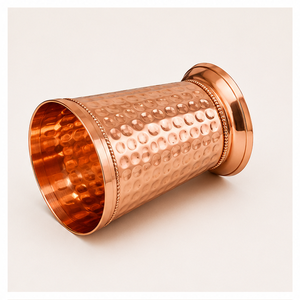 Vaso de Cobre Puro Martillado Hecho a Mano, Estilo Antiguo, para Cócteles, Bares y Restaurantes, con Borde de Perlas - Product Image 2