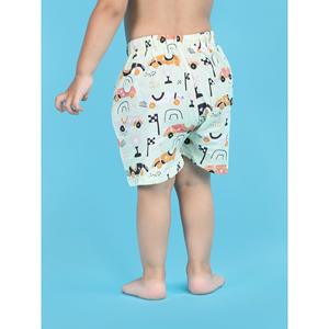 Polka Tots Half Sleeves Racing car Print Shirt Shorts-Verde claro - Product Image 5