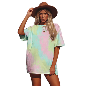 T-shirt <b>Yarn</b> Designer T Shirts for Women <b>100</b>% Pre-shrunk Cotton Tie Dye T Shirt Custom Design Garment Dye T-shirt for Adults - Product Image 2