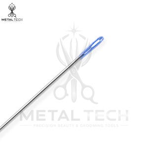Aiguilles à extensions de cheveux en acier inoxydable à œil bleu, nouveau design, aiguilles à tisser droites à grand œil de précision, ensemble professionnel - Product Image 6