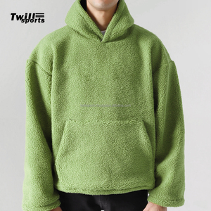 Sudaderas con capucha de forro polar Sherpa personalizadas al por mayor 2026 con bolsillo canguro en color verde |   Chaqueta de forro polar - Product Image 3