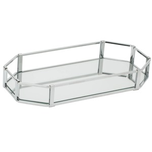 Bandeja de Almacenamiento Rectangular con Espejo y Marco Metálico, Diseño Moderno para Uso en Mesa - Product Image 3