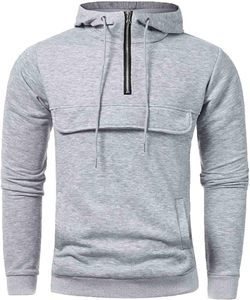 Men Quarter <b>Zip</b> <b>Hooded</b> Sweatshirt Warm Comfortable Long Sleeve Casual Streetwear Fashion Pullover Hoodie For Travel Outdoor And - Product Image 5