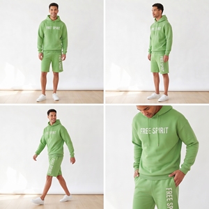 <b>Sweat</b> Short <b>Set</b> Hooded <b>Sweat</b> Shorts <b>Set</b> Casual Loose Fit 100% Cotton Oversize Tracksuit Long Sleeve Pullover <b>Sweat</b> Short <b>Set</b> Men - Product Image 4