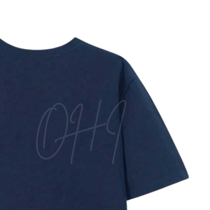 T-shirt en coton bleu marine à col rond et manches courtes pour homme, motif tie-dye, coupe ample, respirant - Product Image 4