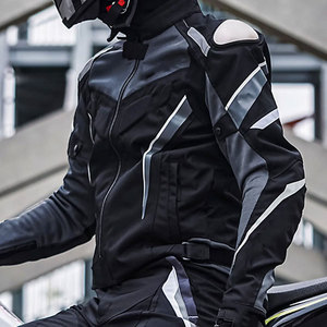 ชุดมอเตอร์ไซค์สำหรับแข่งแบบกันน้ำ ดีไซน์ OEM ผลิตจากผ้าคอร์ดูร่า ประกอบด้วยเสื้อแจ็คเก็ตและกางเกง - Product Image 3