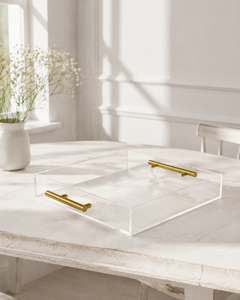 Bandeja de Servir de Acrílico Transparente con Asas de Metal, Bandeja Decorativa de Lucite para Mesa de Centro, Organizador de Perfumes y Joyas, Apta para Alimentos - Product Image 3