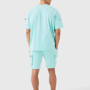 Ensemble t-shirt et short en coton rayé pour homme, vêtements décontractés d'été, respirant, blanc - Product Image 4