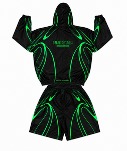 FIFTHGEAR INTERNATIONAL Ensemble de veste à capuche sportive noire et verte pour homme, en polyester à séchage rapide, pour l'extérieur en été, coupe-vent, commande en gros - Product Image 2