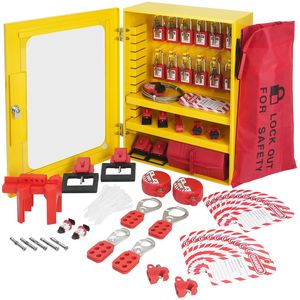 Kit di Bloccaggio e Segnalazione Elettrica con 59 Pezzi: Lucchetti, Ganci, Etichette, Fascette, Blocco Spina, Blocco Circuito, Attrezzatura di Supporto per Camera Bianca - Product Image 1