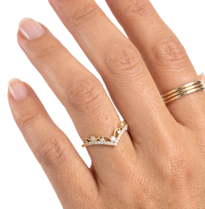 Lab Grown Diamond Round Brilliant Cut 14K Solid Gold Promise Ring Prong Statement Minimalist Curved Ring Stackable <b>Wedding</b> Ring - Product Image 6