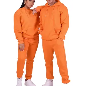factory wholesale high quality bright colorful mens tracksuit unisex oversized hoodie jogger sets men tracksuit in orange