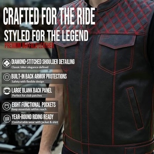 Gilet de motard personnalisé en cuir véritable pour homme, gilet matelassé de club moto, gilet zippé en cuir de vachette premium - Product Image 3