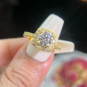 Round Cut Moissanite Engagement <b>Ring</b> Gold Tone Classic <b>Statement</b> Bridal <b>Ring</b> Elegant Sparkling Wedding Jewelry Gift For Women - Product Image 1