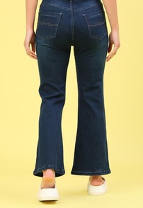 Distressed <b>Boot</b> Cut Mid Waist Knee-Length Denim Jeans Ripped Vintage Style Eco-Friendly - Product Image 4