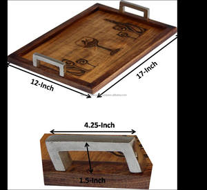 Plateau de rangement en bois d'acacia nordique à succès, plateau rectangulaire en bois pour le petit-déjeuner, les fruits, le thé, les desserts, les gâteaux, par FWE - Product Image 2