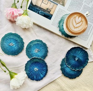 Resin <b>Coaster</b> Set Colorful Decorative <b>Drink</b> <b>Coasters</b> With Waterproof Surface for Kitchen Dining Room - Product Image 4