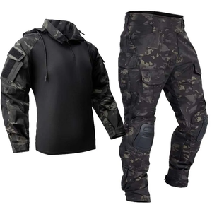 Ensemble uniforme tactique unisexe Rip Stop en velours côtelé, chemise camouflage et pantalon cargo avec genouillères, imperméable pour l'airsoft et la chasse - Product Image 2