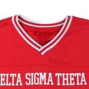 เสื้อยืดคอวีสีแดงปักลาย DST สำหรับผู้หญิงสไตล์กรีก  ใส่สบาย ระบายอากาศได้ดี แขนสั้น เหมาะสำหรับฤดูร้อน - Product Image 2