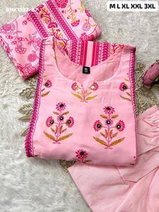 Magnifique ensemble Kurti-Pant et Dupatta en soie Morgan à imprimé numérique pour occasions spéciales, fournisseur d'Inde, achats en ligne en Inde - Product Image 4