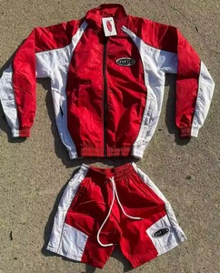 Conjunto de dos piezas personalizado 2026: Chándal cortavientos de nailon sublimado y conjunto de shorts cortavientos con cremallera de poliéster estilo vintage para streetwear. - Product Image 5