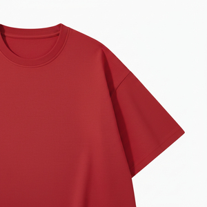 เสื้อยืดคอกลมผู้ชายผ้าฝ้าย 100% แบบสั่งทำพิเศษ คุณภาพสูง สีแดงล้วน พิมพ์ลาย ดีไซน์เรียบง่าย ความยาวปกติ - Product Image 5
