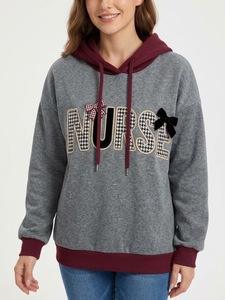 Compre Sudadera con Capucha de Primera Calidad para Mujer, Diseño Gráfico de Enfermera Favorita de Santa Claus para Navidad, Color Rojo y Blanco, Sudadera Informal para Uso Diario - Product Image 6