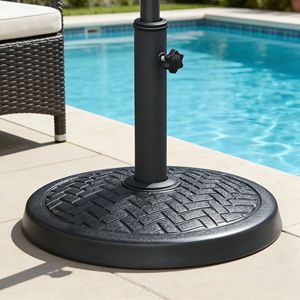 Base per Ombrellone Rotonda in Resina Nera da 16 Pollici per Tavolo da Patio - Product Image 4