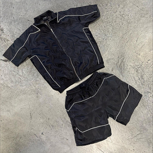 Custom Polyester Zip up Blank Oversized Reflective Waterproof Windproof Nylon <b>Jacket</b> and Track Pants Jogger Sets Nylon Tracksuit - Product Image 2