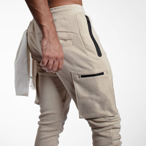 Men's Black Cargo Sweatpants Elastic Waist Drawstring Multiple Pockets Joggers Breathable Midweight <b>Spandex</b> Polyester <b>Pants</b> - Product Image 4
