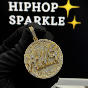 Pendentif rond personnalisé en argent sterling 925 avec moissanite VVS, collier médaillon hip-hop, breloque HIPHOP SPARKLE plaqué or rose - Product Image 5