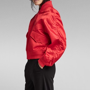 Chaqueta Bomber Corta para Mujer, Ajuste Ceñido, Cierre Completo, Prenda Exterior Informal, Cuello Acanalado, Manga Larga, Ligera, Estilo Urbano, Chaqueta de Moda - Product Image 4