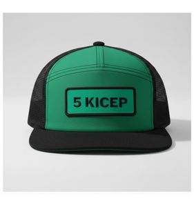 Casquette de camionneur verte KICEP en tissu maillé avec patch brodé sur le devant, réglable, style urbain décontracté, unisexe, printemps-été - Product Image 1