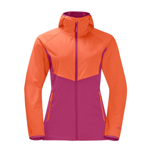 Veste softshell pour femme avec capuche, blocs de couleur, fermeture éclair, résistante à l'eau, vêtement d'extérieur, coupe classique, toutes saisons - Product Image 3