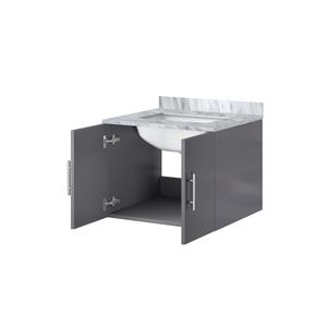 Grigio scuro 24 pollici. L X 22 Pollici Mobile da Bagno con Top in Marmo di Carrara - Product Image 5