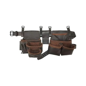 Genuine Leather <b>Tool</b> Belt <b>Carpenter</b> Apron with Multiple Pockets Adjustable Strap for Electrician Maintenance Use - Product Image 2