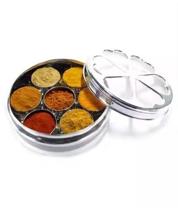 Contemporary Metal <b>Masala</b> Organizer <b>Box</b> with Decorative Lid Kitchen Spice Storage Container for Herbs Seasoning - Product Image 4