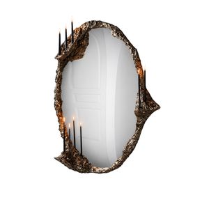 Luxury Gothic Candle Wall Mirror Artistic Textured <b>Metal</b> <b>Frame</b> | Decorative Accent Mirror with Candle Holders for Home Decor - Product Image 1