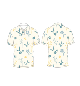 Polo pour homme en coton bleu à imprimé floral, manches courtes, décontracté, pour l'été, pour le golf - Product Image 3