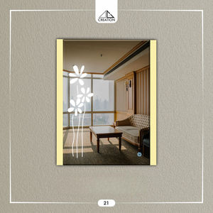 Miroir LED élégant en acrylique bicolore avec interrupteur tactile sans cadre, art mural écologique et léger - Product Image 3