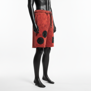 กางเกงขาสั้นผู้หญิงทรงวินเทจผ้าคอตตอนฟลีซหนา 300 GSM ขอบดิบ ลวดลายย้อนยุค ปักโลโก้แบบนูน กางเกงขาสั้นผู้หญิงแบบย้อมสี - Product Image 3