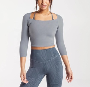 Camisetas sin mangas para mujer, de alta elasticidad, secado rápido, transpirables, de spandex/algodón, para fitness, yoga, entrenamiento, correr, ejercicio, cuello redondo, corte ajustado - Product Image 2