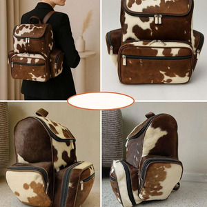 Wholesale cowhide leather hair student <b>backpacks</b> OEM supplier custom logo premium export quality school bags in affordable price - Product Image 6