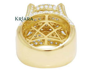 Bague Cocktail Unisexe en Argent 925 avec Moissanite Ronde Taille Brillant, Sertissage Pavé, Style Couronne, Bijou de Luxe pour Fête - Product Image 5