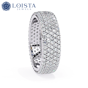 แหวนแต่งงาน LOISTA Platinum Diamond ทรงกลมเจียระไนแบบบริลเลียนท์ สี D ธรรมชาติ ได้รับการรับรองจาก GIA แหวนสำหรับผู้หญิง - Product Image 2