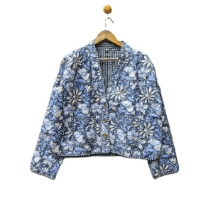 Chaqueta acolchada de algodón para mujer, Kimono abierto frontal, estilo a rayas, hecho a mano, respetuoso con el medio ambiente, forro de lino transpirable, bohemio, nuevo estilo - Product Image 1